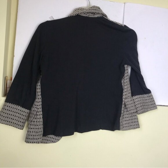 Vivian Shyu Fitted Jersey Stretch Jacket Blazer Cardigan Button Dots Ruffle M - Picture 4 of 12